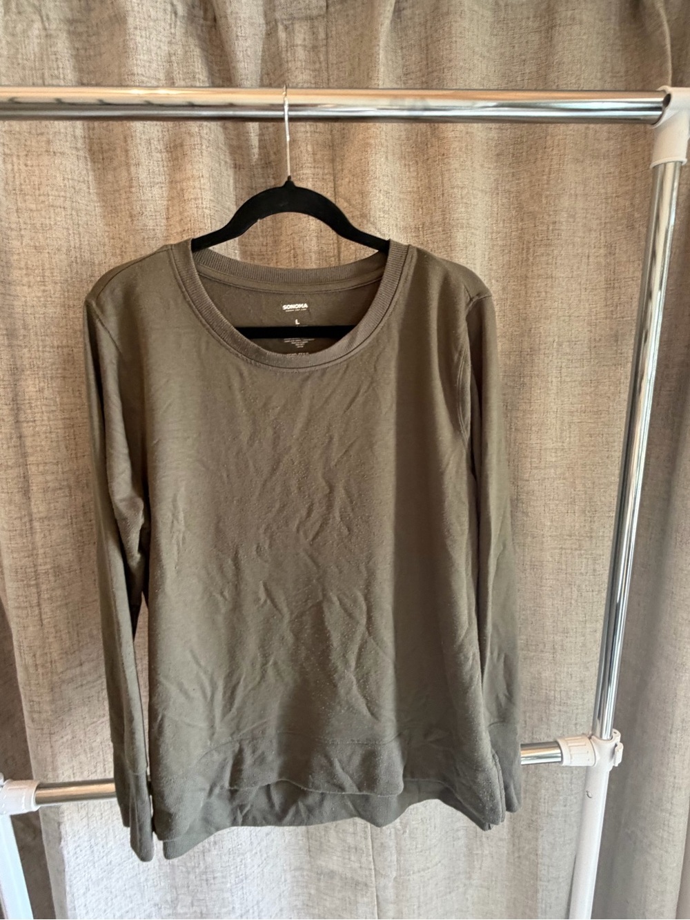 Sonoma Olive Green Crewneck Long Sleeve Top